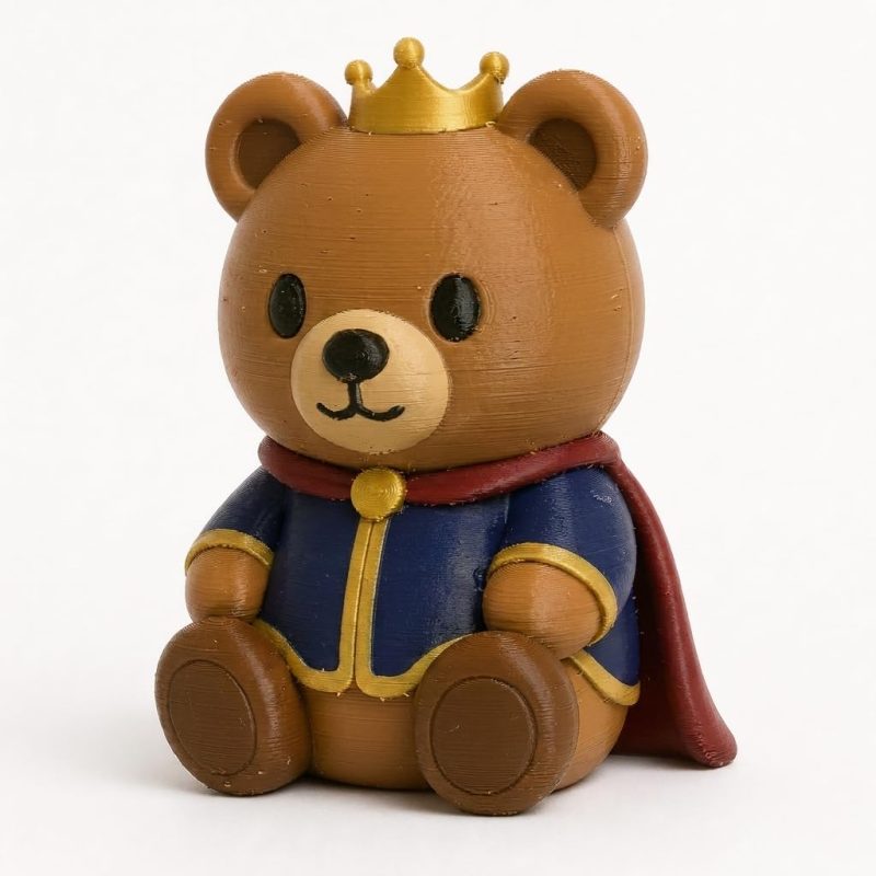 Duke Teddy Bear Cub Collectible Figurine - Unique Desk Decor for Adults – 3D Printed in Canada