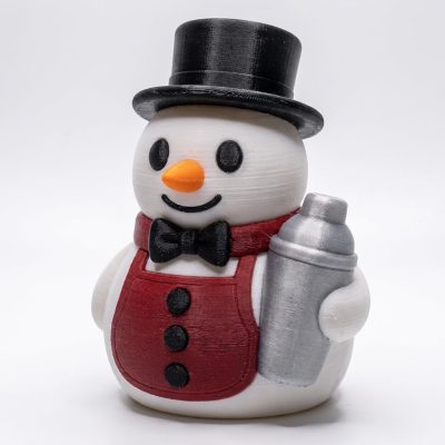 Bartender Snowman Collectible Figurine - Unique Desk Decor for Adults – 3D Printed in Canada — 3D Printed Figurines by 3DCentral
