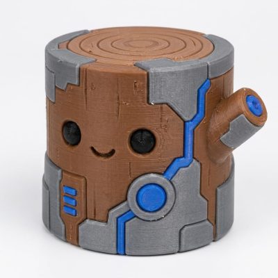Cybernetic Tree Stump Collectible Figurine - Unique Desk Decor for Adults – 3D Printed in Canada — 3D Printed Figurines by 3DCentral
