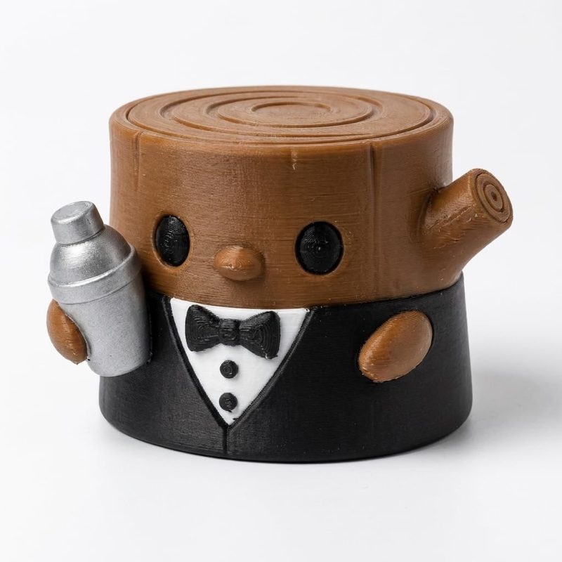 Bartender Tree Stump Collectible Figurine - Unique Desk Decor for Adults – 3D Printed in Canada