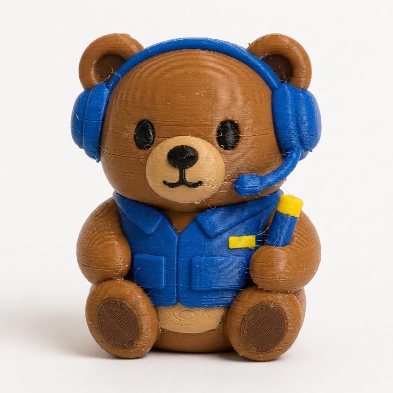 Air Traffic Controller Teddy Bear Cub Collectible Figurine - Unique Desk Decor for Adults – 3D Printed in Canada