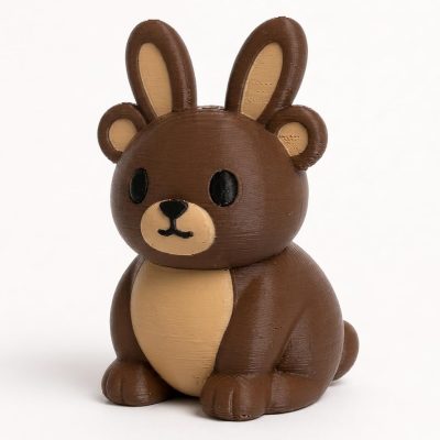 Brown Bear Bunny Collectible Figurine - Unique Desk Decor for Adults – 3D Printed in Canada — 3D Printed Bunnies by 3DCentral