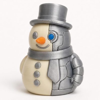 Cyborg Snowman Collectible Figurine - Unique Desk Decor for Adults – 3D Printed in Canada — 3D Printed Figurines by 3DCentral