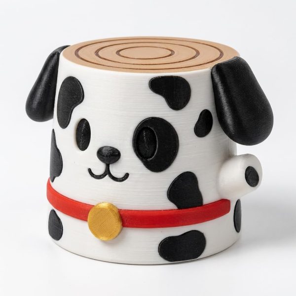Dalmatian Tree Stump Collectible Figurine – Unique Desk Decor for Adults – 3D Printed in Canada