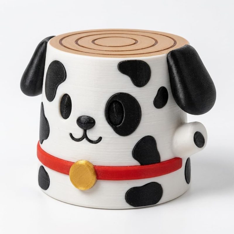 Dalmatian Tree Stump Collectible Figurine - Unique Desk Decor for Adults – 3D Printed in Canada