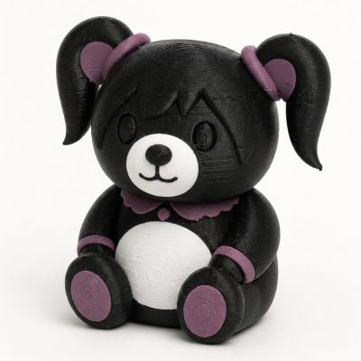 Morbid Pigtailed Goth Teddy Bear Cub Collectible Figurine - Unique Shelf Decor for Adults – 3D Printed in Canada — 3D Printed Bears by 3DCentral