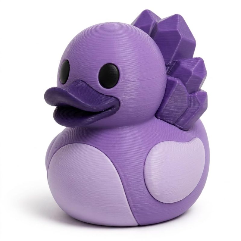 Amethyst Cluster Duck Collectible Figurine - Unique Desk Decor for Adults – 3D Printed in Canada