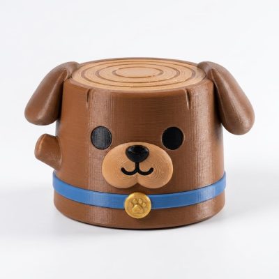 Happy Puppy Tree Stump Collectible Figurine - Unique Desk Decor for Adults – 3D Printed in Canada — 3D Printed Dogs by 3DCentral