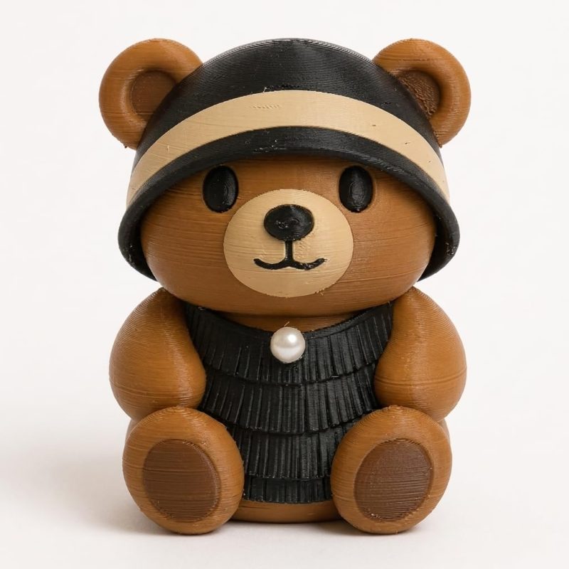 Roaring Twenties Flapper Teddy Bear Cub Collectible Figurine - Unique Desk Decor for Adults – 3D Printed in Canada