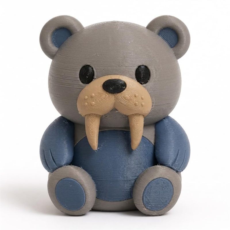 Walrus Teddy Bear Cub Collectible Figurine - Unique Desk Decor for Adults – 3D Printed in Canada