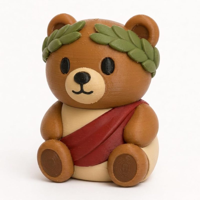 Julius Caesar Chonky Teddy Bear Cub Collectible Figurine - Unique Desk Decor for Adults – 3D Printed in Canada