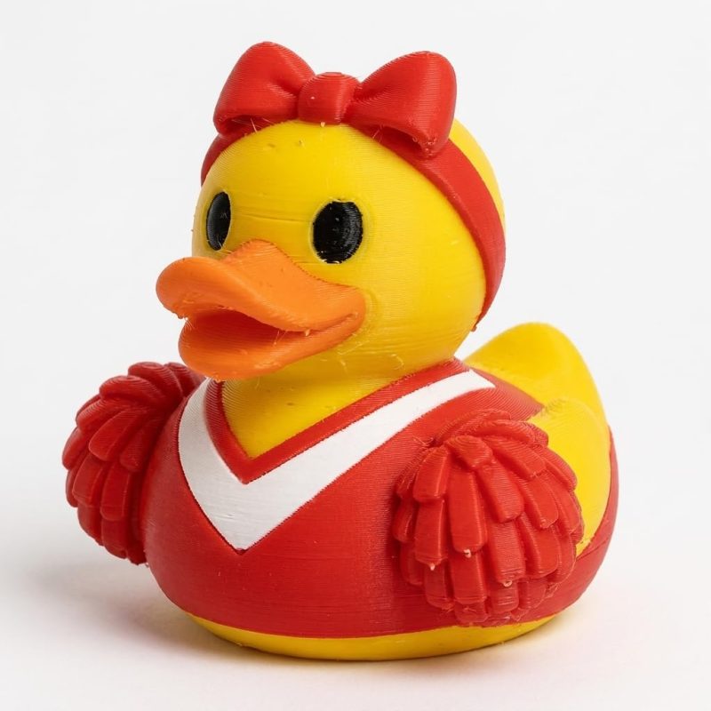 Cheerleader Duck Collectible Figurine - Unique Desk Decor for Adults – 3D Printed in Canada