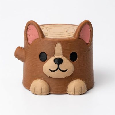 Adorable French Bulldog Tree Stump Collectible Figurine - Unique Desk Decor for Adults – 3D Printed in Canada — 3D Printed Dogs by 3DCentral