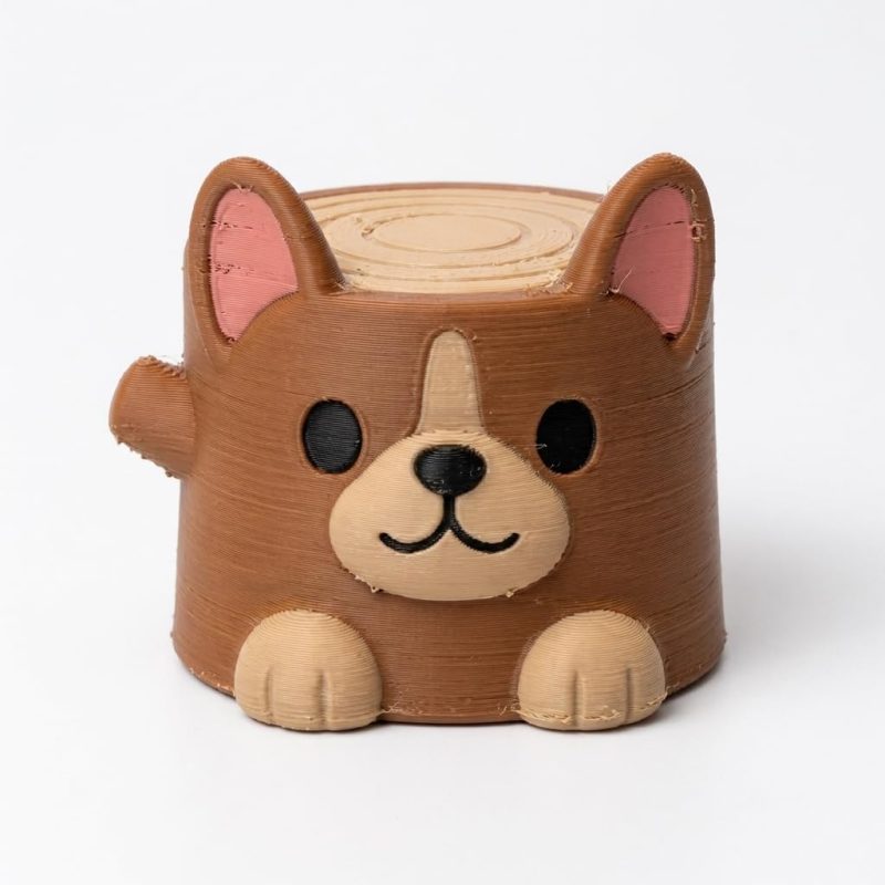 Adorable French Bulldog Tree Stump Collectible Figurine - Unique Desk Decor for Adults – 3D Printed in Canada
