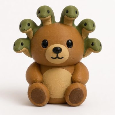 6-Headed Serpent Teddy Bear Cub Collectible Figurine - Unique Desk Decor for Adults – 3D Printed in Canada — 3D Printed Bears by 3DCentral