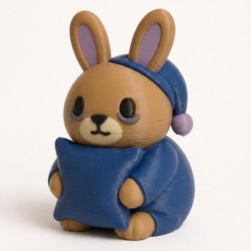 Didn’t Sleep Bunny Collectible Figurine - Unique Desk Decor for Adults – 3D Printed in Canada