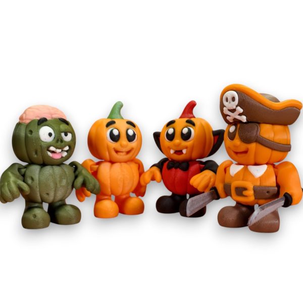 4-Pack of Pumpkin Collectible Figurines - Classic | Pirate | Vampire | Zombie - 3D Printed in Canada — 3D Printed Collectible by 3DCentral