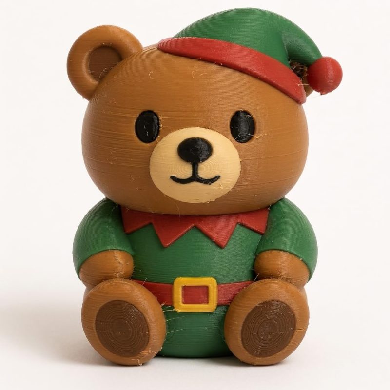 Elf Teddy Bear Cub Collectible Figurine - Unique Desk Decor for Adults – 3D Printed in Canada