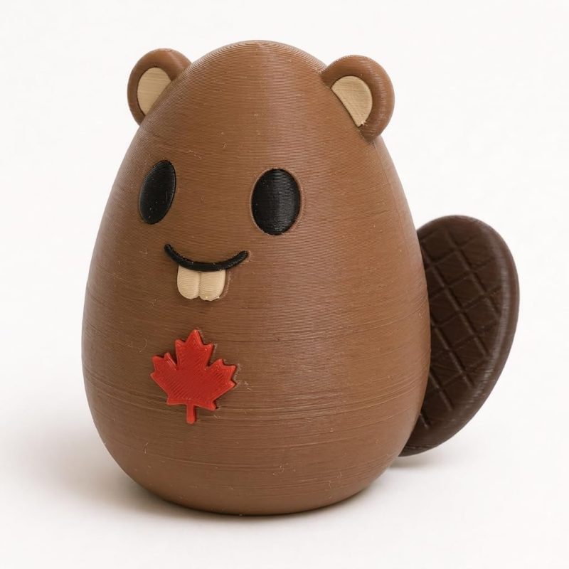 Cute Canadian Beaver Eggling Collectible Figurine - Unique Desk Decor for Adults – 3D Printed in Canada