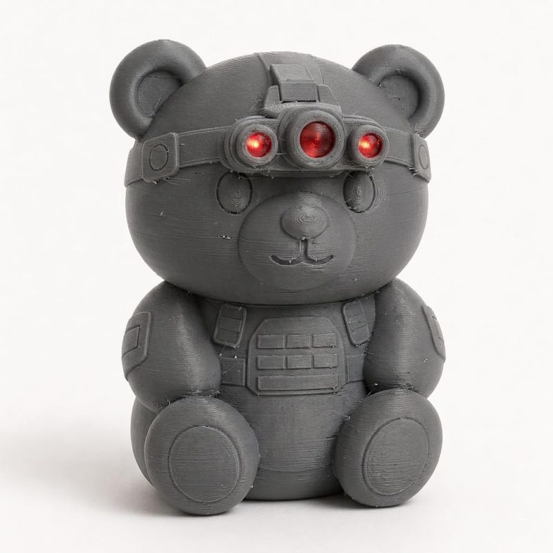 Infrared Teddy Bear Cub Collectible Figurine - Unique Desk Decor for Adults – 3D Printed in Canada