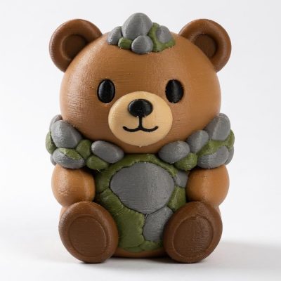 Earth Elemental Teddy Bear Cub Collectible Figurine - Unique Desk Decor for Adults – 3D Printed in Canada — 3D Printed Bears by 3DCentral