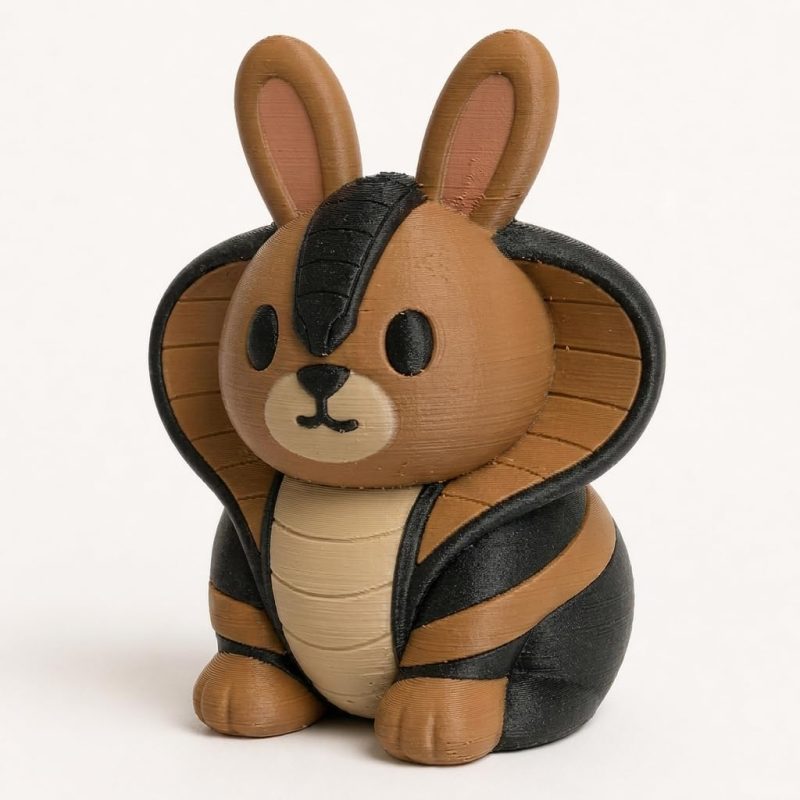 Cobra Bunny Collectible Figurine - Unique Desk Decor for Adults – 3D Printed in Canada