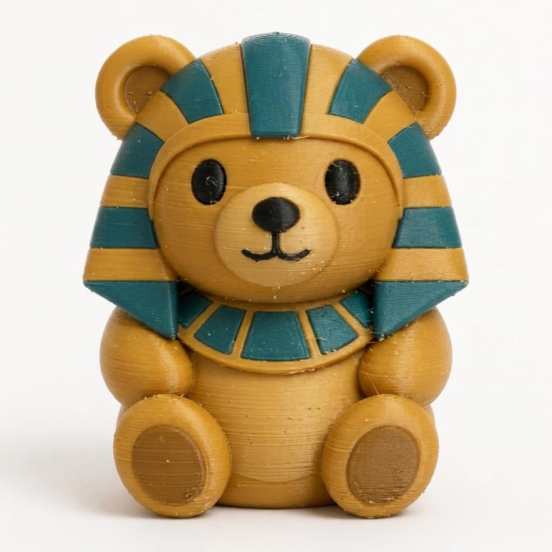 Pharaoh Teddy Bear Cub Collectible Figurine - Unique Desk Decor for Adults – 3D Printed in Canada