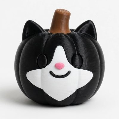 Tuxedo Cat Pumpkin Collectible Figurine - Unique Desk Decor for Adults – 3D Printed in Canada — 3D Printed Cats by 3DCentral