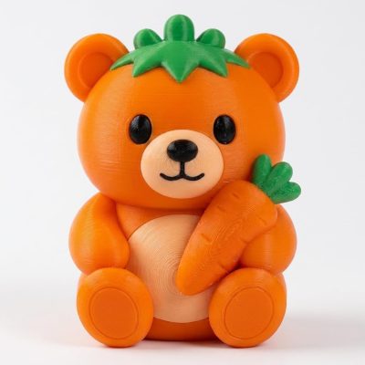 Carrot Teddy Bear Cub Collectible Figurine - Unique Desk Decor for Adults – 3D Printed in Canada — 3D Printed Bears by 3DCentral