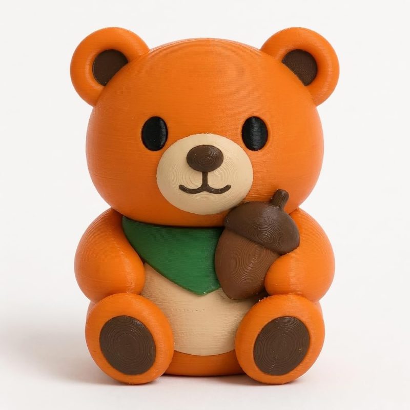 Autumn Teddy Bear Cub Collectible Figurine - Unique Desk Decor for Adults – 3D Printed in Canada