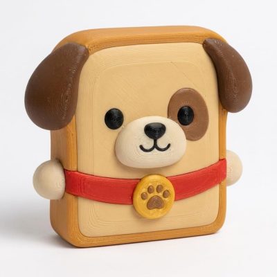 Happy Puppy Toast Collectible Figurine - Unique Desk Decor for Adults – 3D Printed in Canada — 3D Printed Dogs by 3DCentral