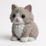 Selkirk Rex Cat Bunny Collectible Figurine - Unique Desk Decor for Adults – 3D Printed in Canada