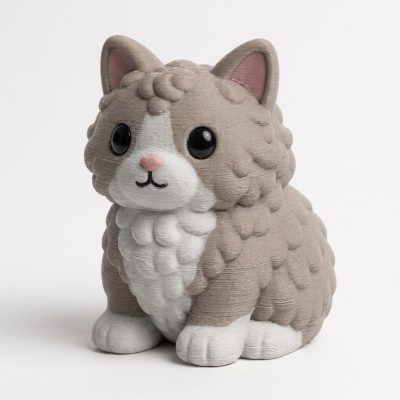 Selkirk Rex Cat Bunny Collectible Figurine - Unique Desk Decor for Adults – 3D Printed in Canada — 3D Printed Cats by 3DCentral