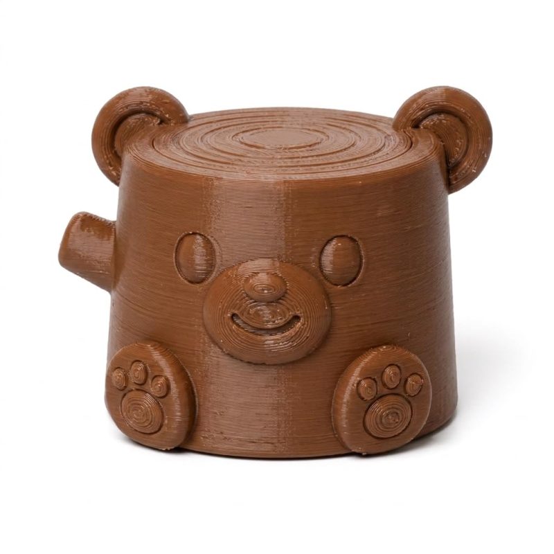 Brown Bear Tree Stump Collectible Figurine - Unique Desk Decor for Adults – 3D Printed in Canada