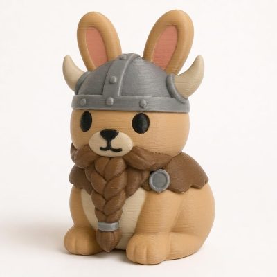 Braided Beard Viking Bunny Collectible Figurine - Unique Desk Decor for Adults – 3D Printed in Canada — 3D Printed Bunnies by 3DCentral
