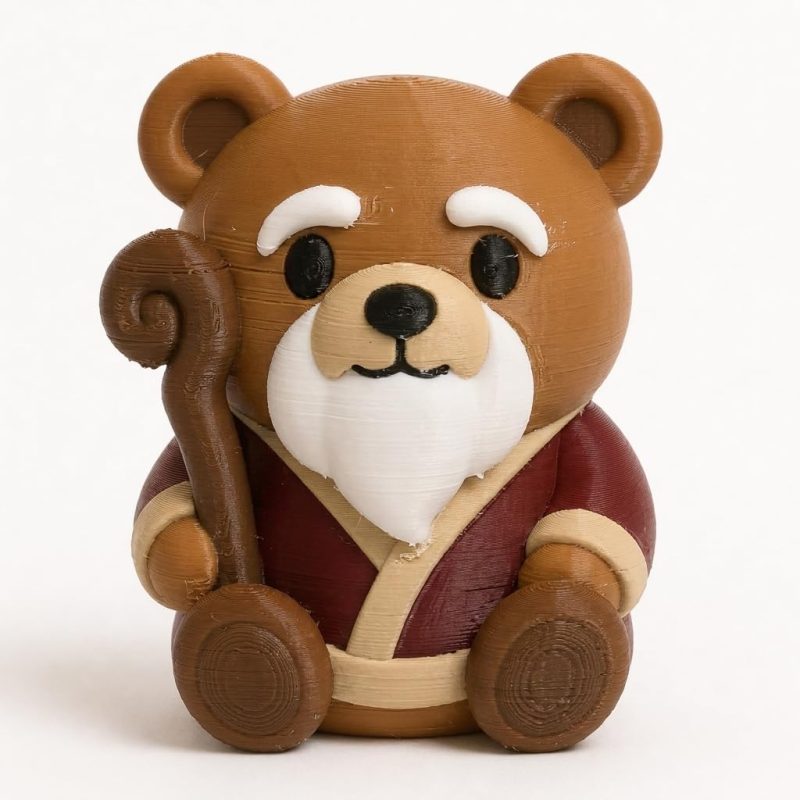 Elder Teddy Bear Cub Collectible Figurine - Unique Desk Decor for Adults – 3D Printed in Canada