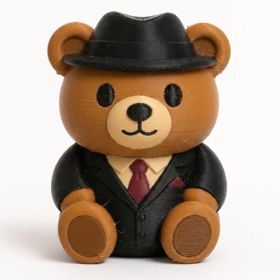 1920s Gangster Teddy Bear Cub Collectible Figurine - Unique Desk Decor for Adults – 3D Printed in Canada — 3D Printed Bears by 3DCentral