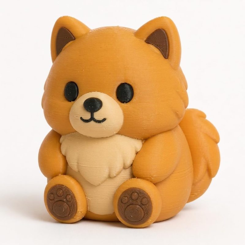 Pomeranian Chonky Teddy Bear Cub Collectible Figurine - Unique Desk Decor for Adults – 3D Printed in Canada