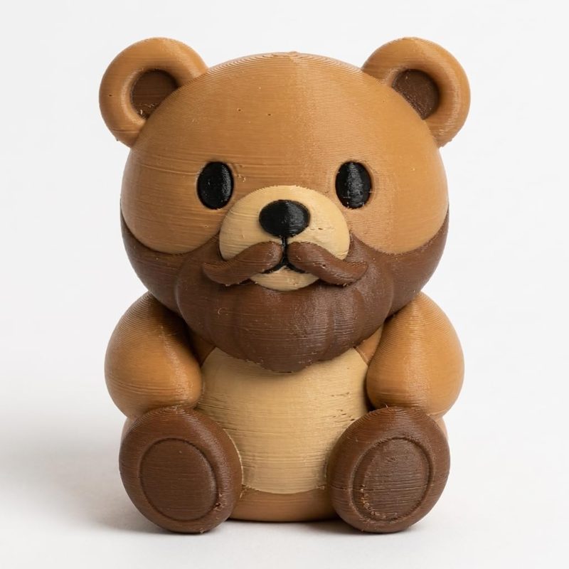 Full Beard Teddy Bear Cub Collectible Figurine - Unique Desk Decor for Adults – 3D Printed in Canada