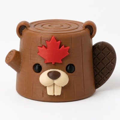 Cute Canadian Beaver Tree Stump Collectible Figurine - Unique Desk Decor for Adults – 3D Printed in Canada — 3D Printed Figurines by 3DCentral