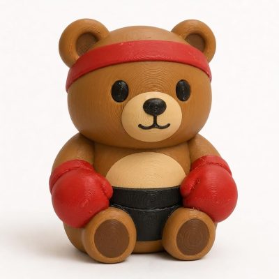 Boxing Teddy Bear Cub Collectible Figurine - Unique Desk Decor for Adults – 3D Printed in Canada — 3D Printed Bears by 3DCentral