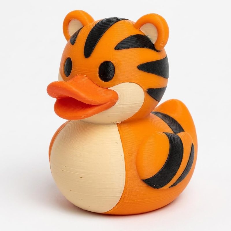 Tiger Duck Collectible Figurine - Unique Desk Decor for Adults – 3D Printed in Canada