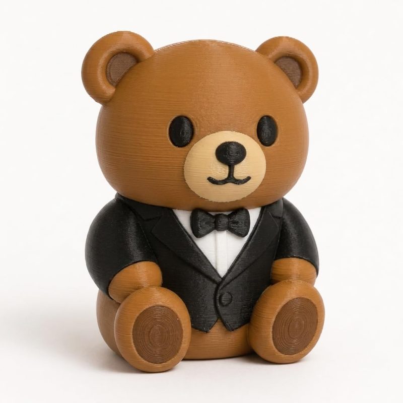Best Man Teddy Bear Cub Collectible Figurine - Unique Desk Decor for Adults – 3D Printed in Canada
