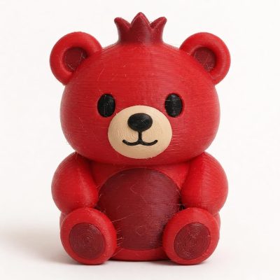 Pomegranate Teddy Bear Cub Collectible Figurine - Unique Desk Decor for Adults – 3D Printed in Canada — 3D Printed Bears by 3DCentral