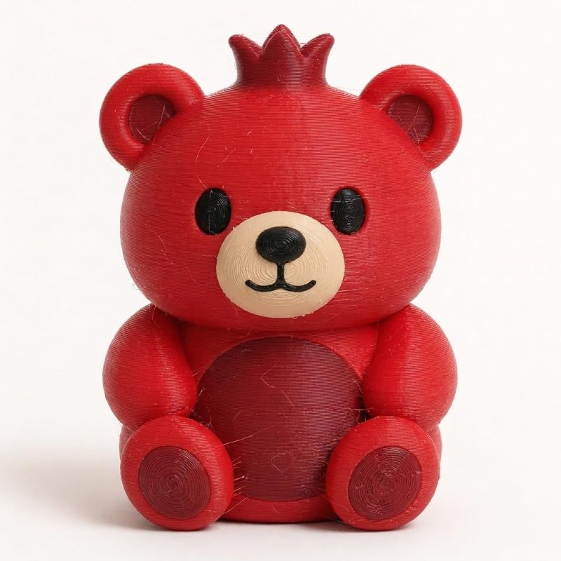 Pomegranate Teddy Bear Cub Collectible Figurine - Unique Desk Decor for Adults – 3D Printed in Canada