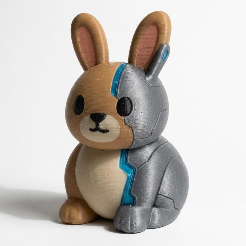 Cybernetic Bunny Collectible Figurine - Unique Desk Decor for Adults – 3D Printed in Canada