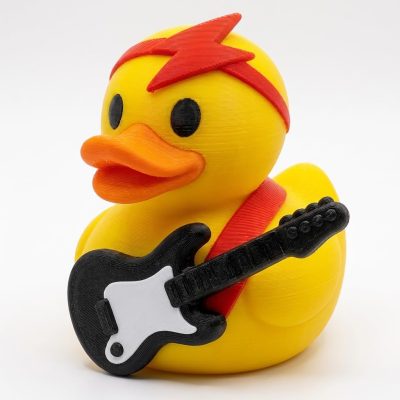 Electric Guitarist Duck Collectible Figurine - Unique Desk Decor for Adults – 3D Printed in Canada — 3D Printed Ducks by 3DCentral