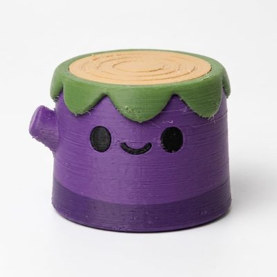 Eggplant Tree Stump Collectible Figurine - Unique Desk Decor for Adults – 3D Printed in Canada — 3D Printed Figurines by 3DCentral