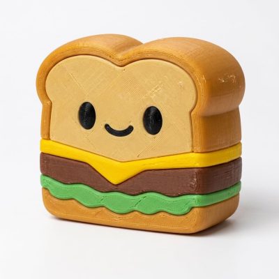 Hamburger Toast Collectible Figurine - Unique Desk Decor for Adults – 3D Printed in Canada — 3D Printed Figurines by 3DCentral