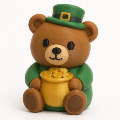 Pot of Gold Teddy Bear Cub Collectible Figurine - Unique Desk Decor for Adults – 3D Printed in Canada — 3D Printed Bears by 3DCentral